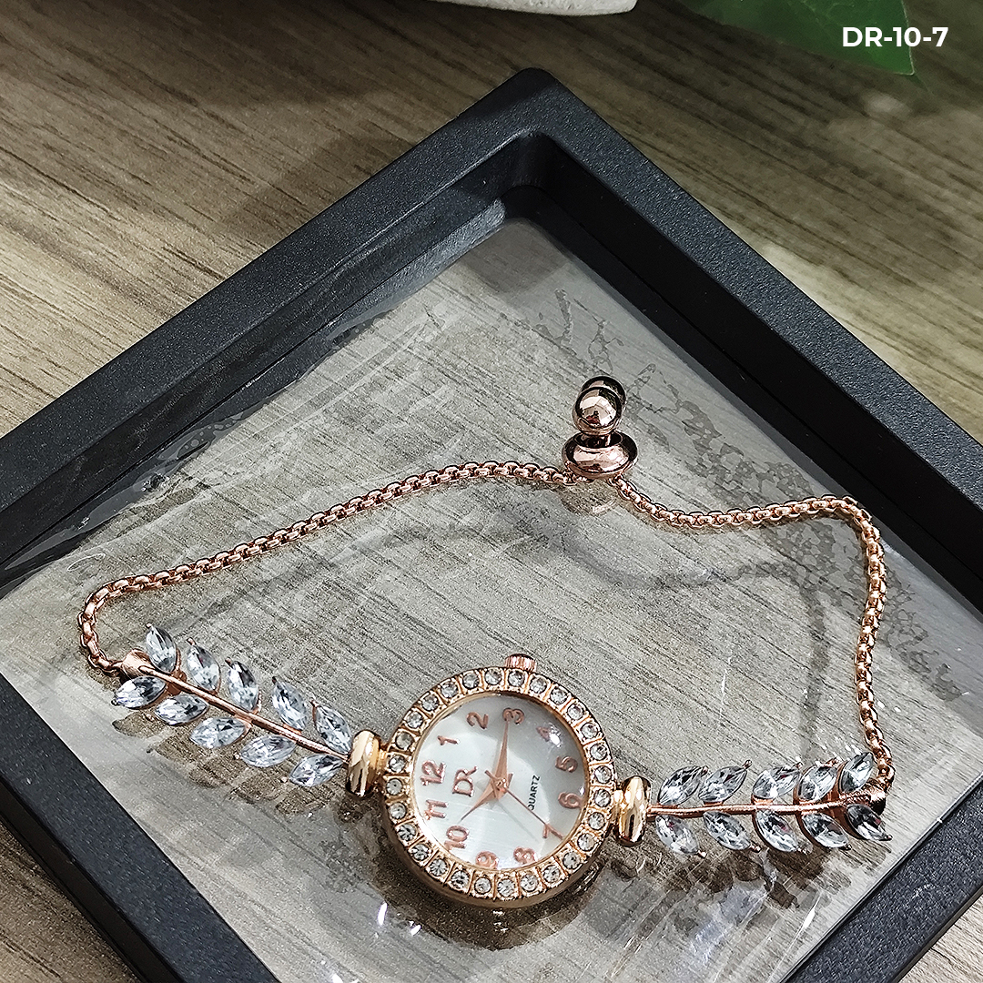 DR-10 RELOJ PULSERA ORO ROSA TIPO JOYA