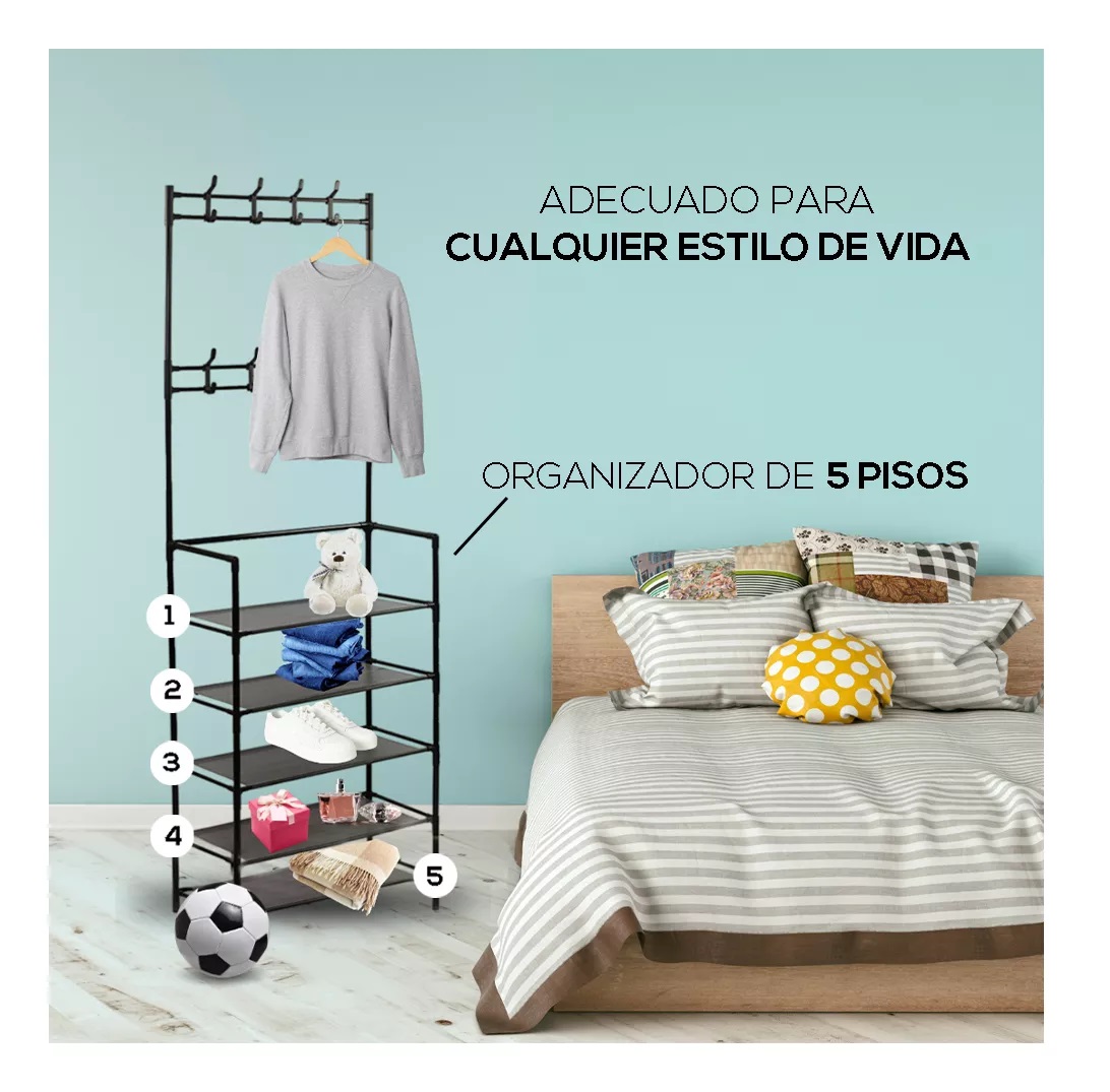 Zapatero Perchero Organizador 5 NIVELES