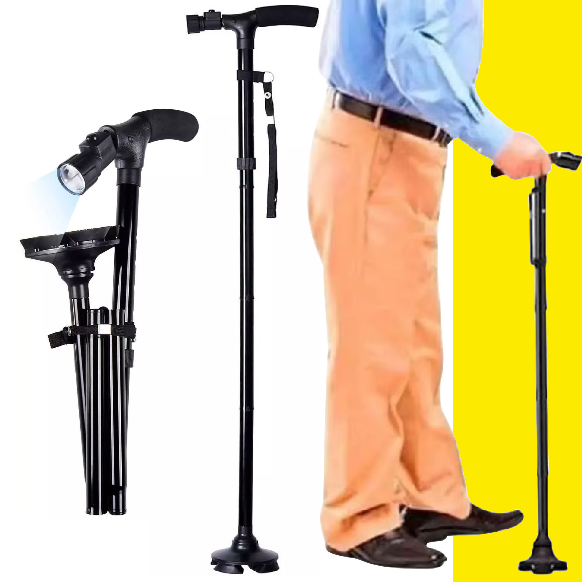 Miniatura 4 de Baston Ajustable Plegable Con Linterna