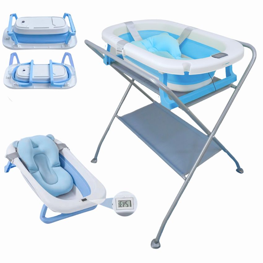 Bañera Con Soporte y Cojín de baño