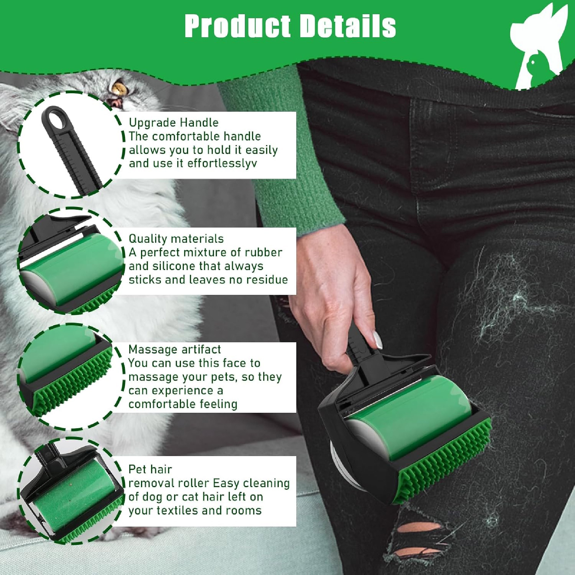 Miniatura 3 de Cepillo Rodillo Quitamotas Pelo Lavable