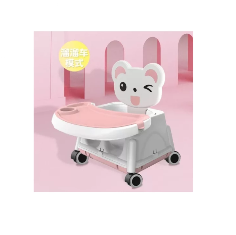 Silla Comedor 4 En 1 Bebes Gatica Rosada