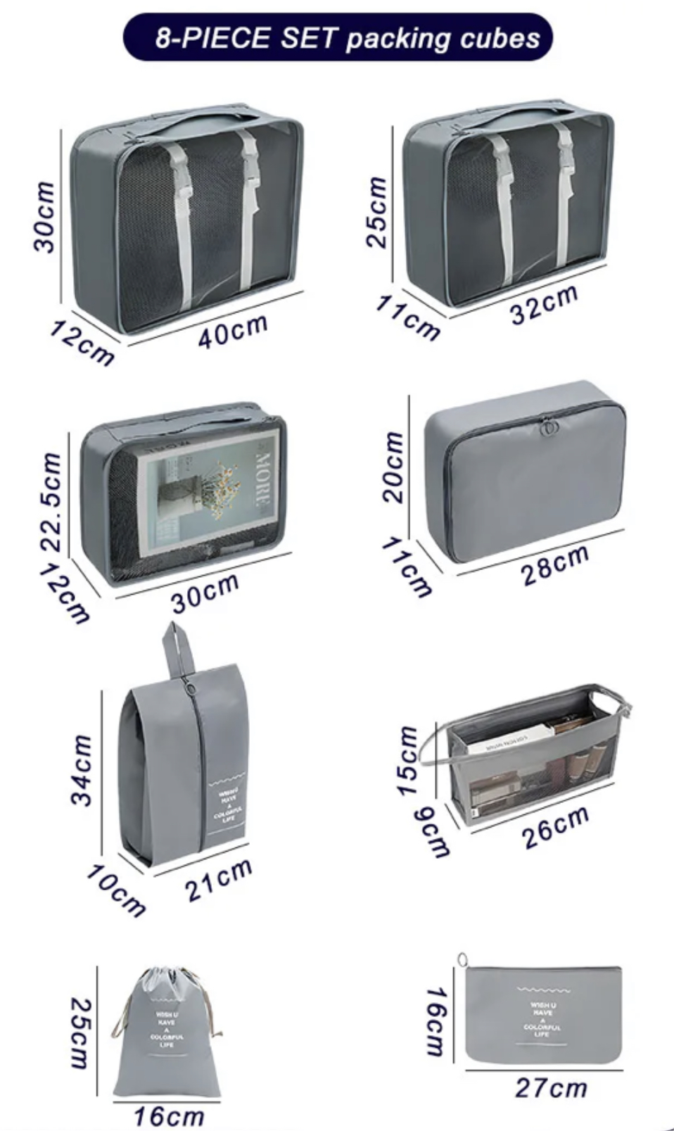 Vista 7 de BOLSAS VIAJE X8 PIEZAS ORGANIZADORA