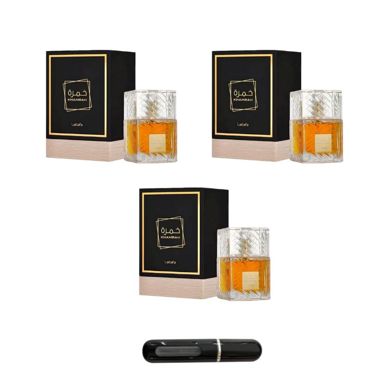 3 UNIDADES KHAMRAH CAJA +PERFUMERO