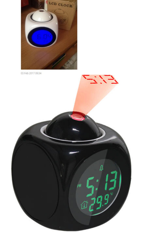 RELOJ DE  PROYECCION CON ALARMA NEGRO
