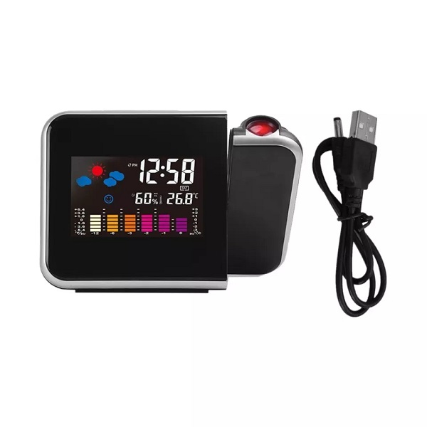 RELOJ DE PROYECCION CON ALARMA NEGRO