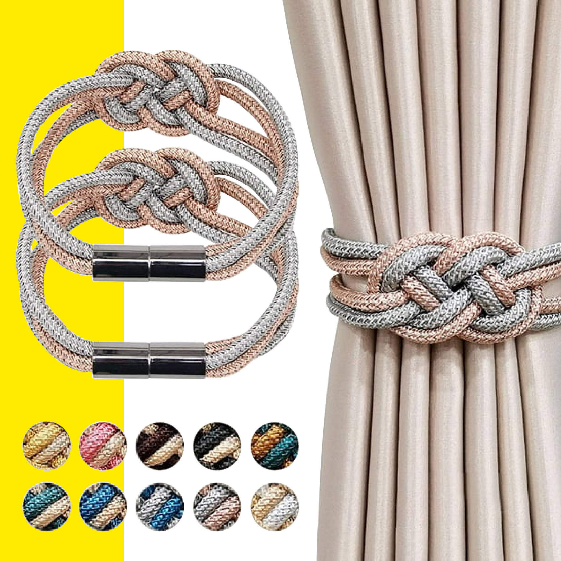 Set X2 Cordones Para Cortina Magneticos