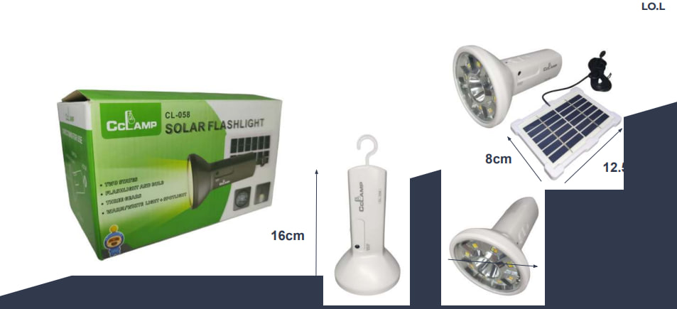 LINTERNA CON PANEL SOLAR 1.2W CL-058