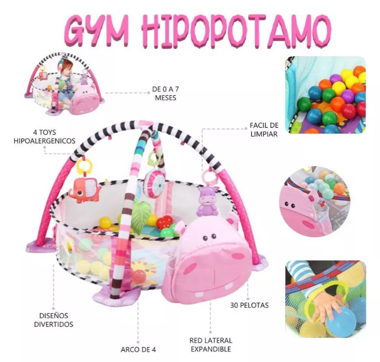 Miniatura 3 de Gimnasio Y Corral Para Bebe Hipopotamo