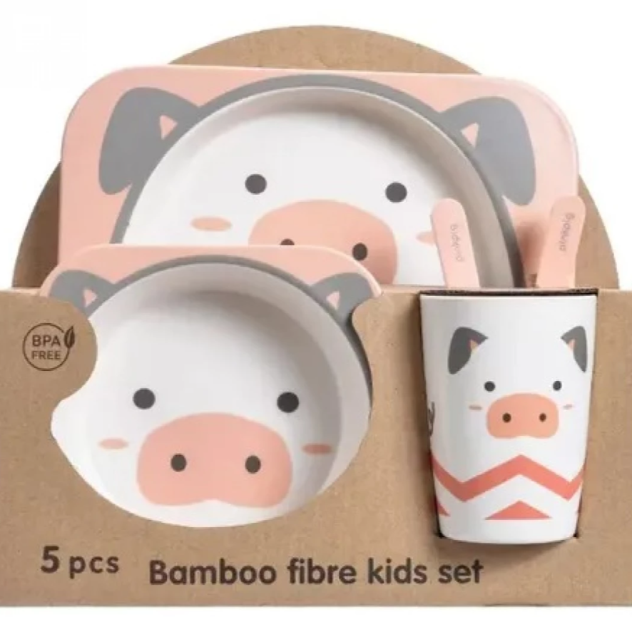 Miniatura 5 de Set Vajilla Bebes Niños Bambu 5 Piezas P