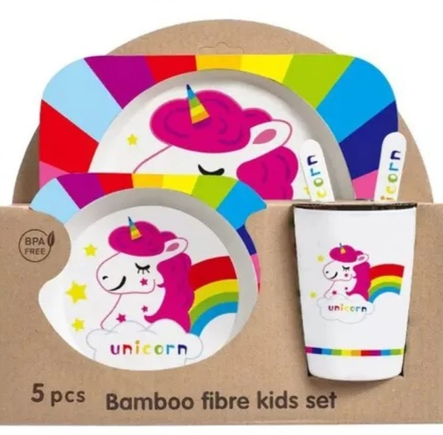 Miniatura 4 de Set Vajilla Bebes Niños Bambu 5 Piezas P