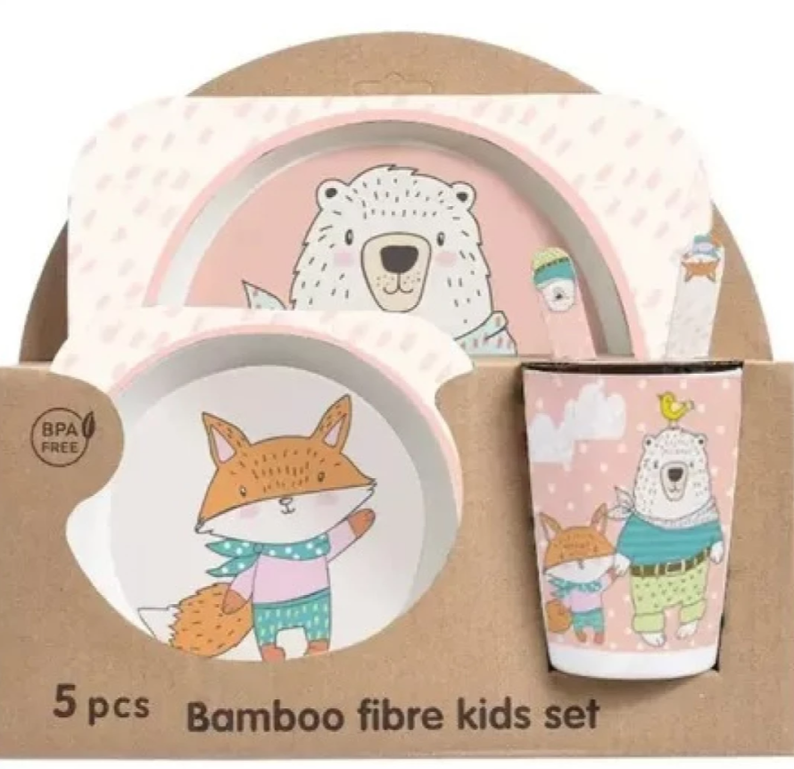 Miniatura 3 de Set Vajilla Bebes Niños Bambu 5 Piezas P