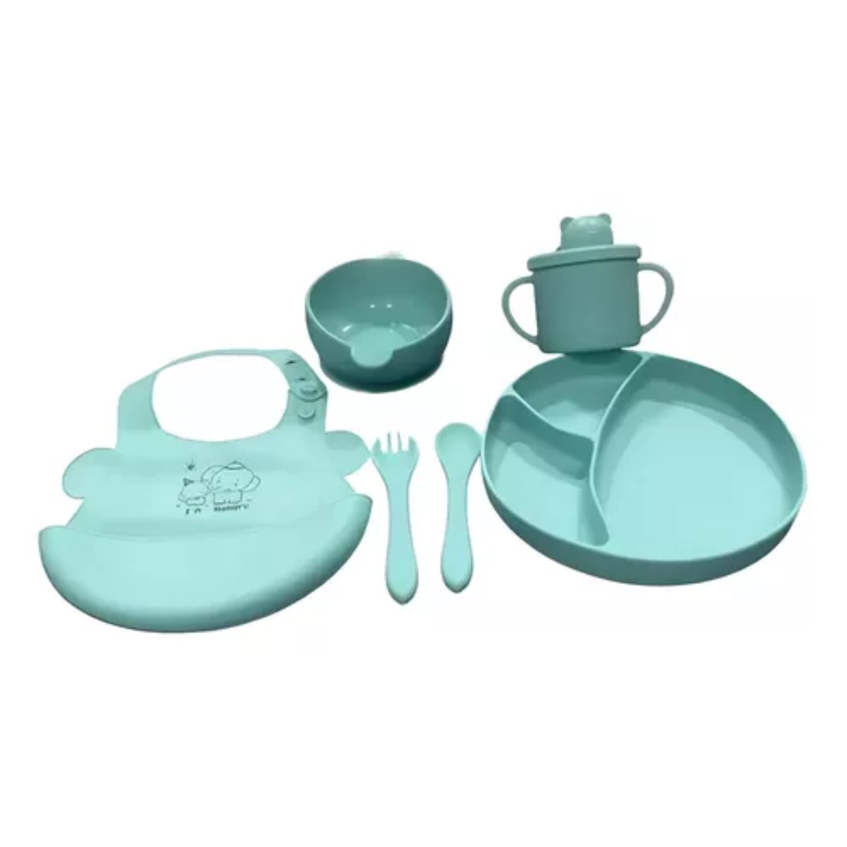 Miniatura 2 de Set Platos Con Cubiertos Y babero