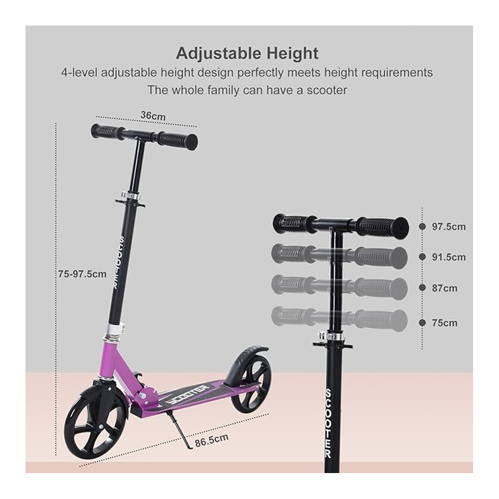 ¡Scooter Plegable Metal Rueda Grande Purp! 🛴✨ 2