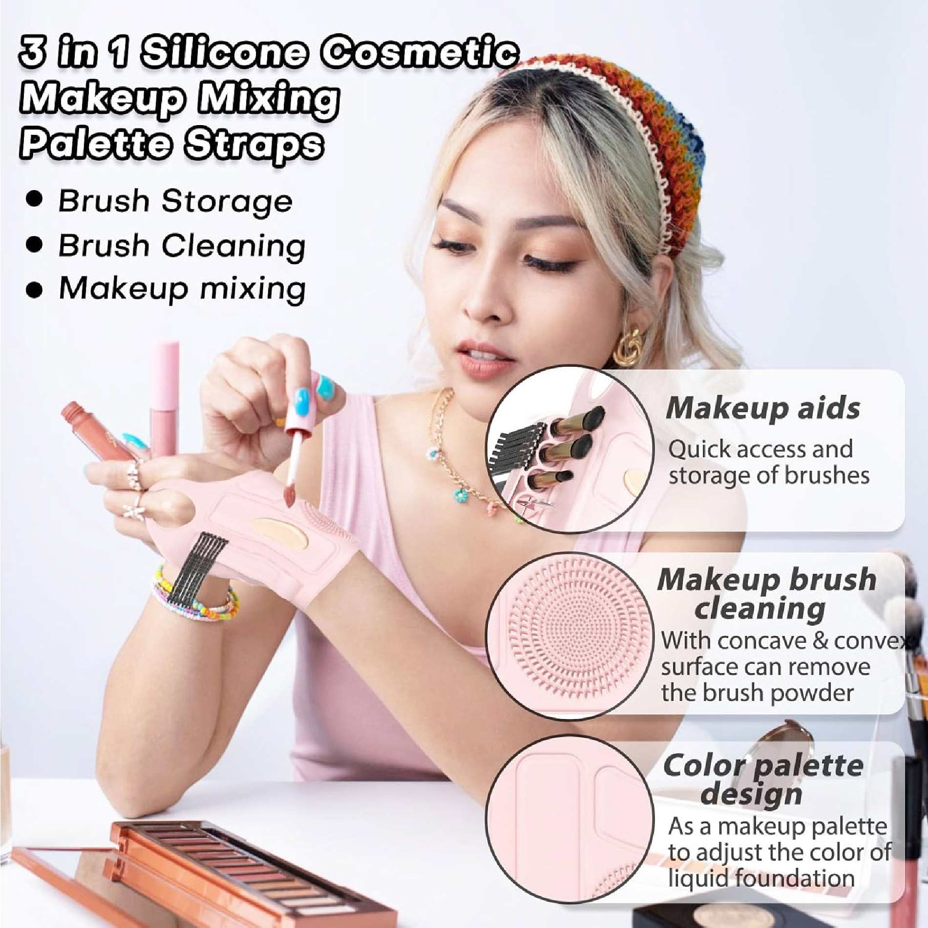 Vista 5 de Pulsera Soporte Brochas Maquillaje Mano