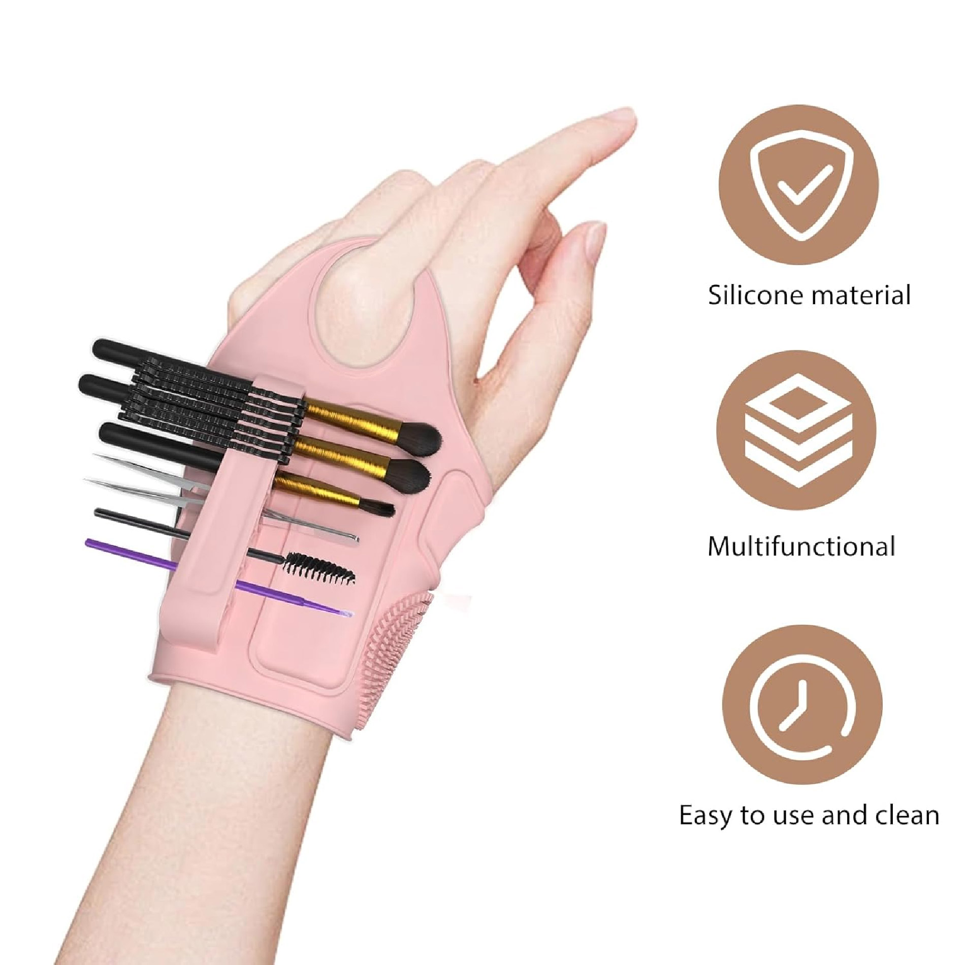 Vista 4 de Pulsera Soporte Brochas Maquillaje Mano