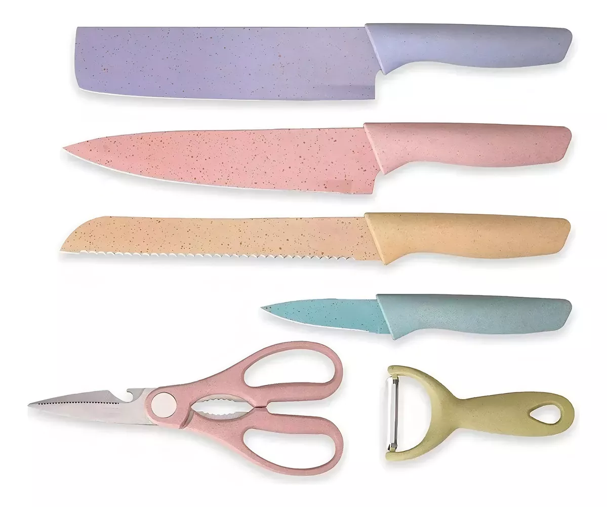 SET DE CUCHILLOS COLORES X6