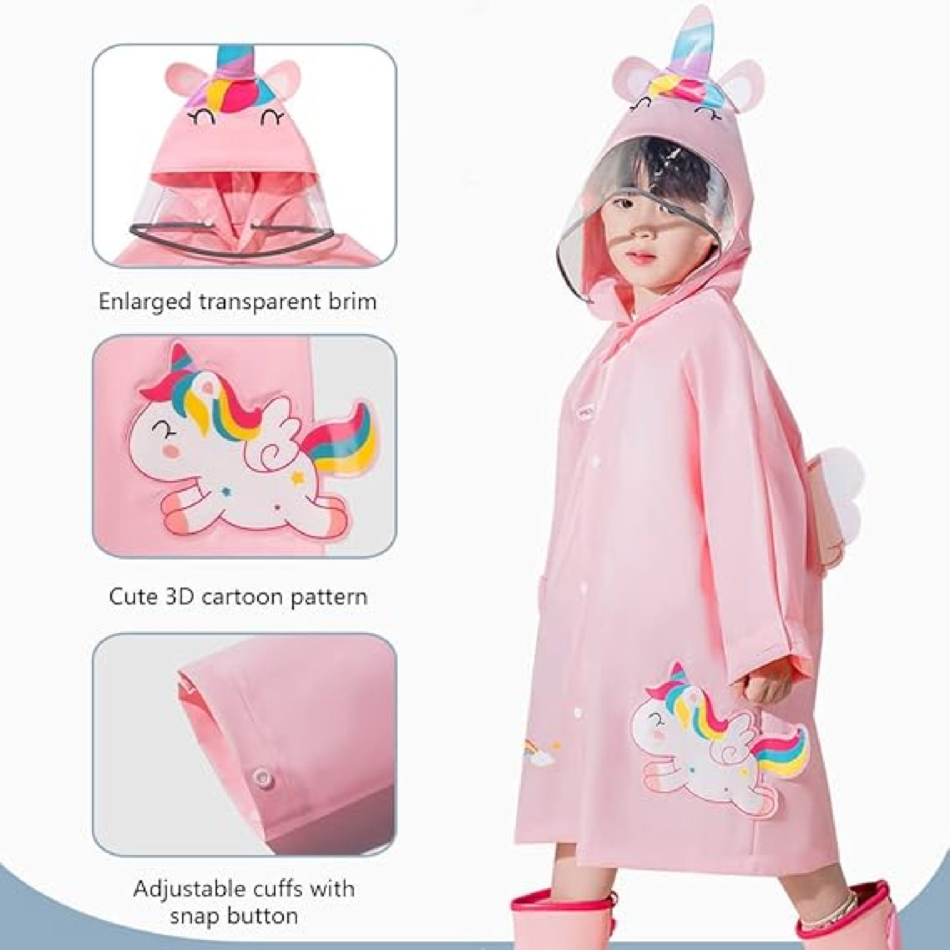 Vista 4 de Capa Lluvia Para Niños Visera y Expansor