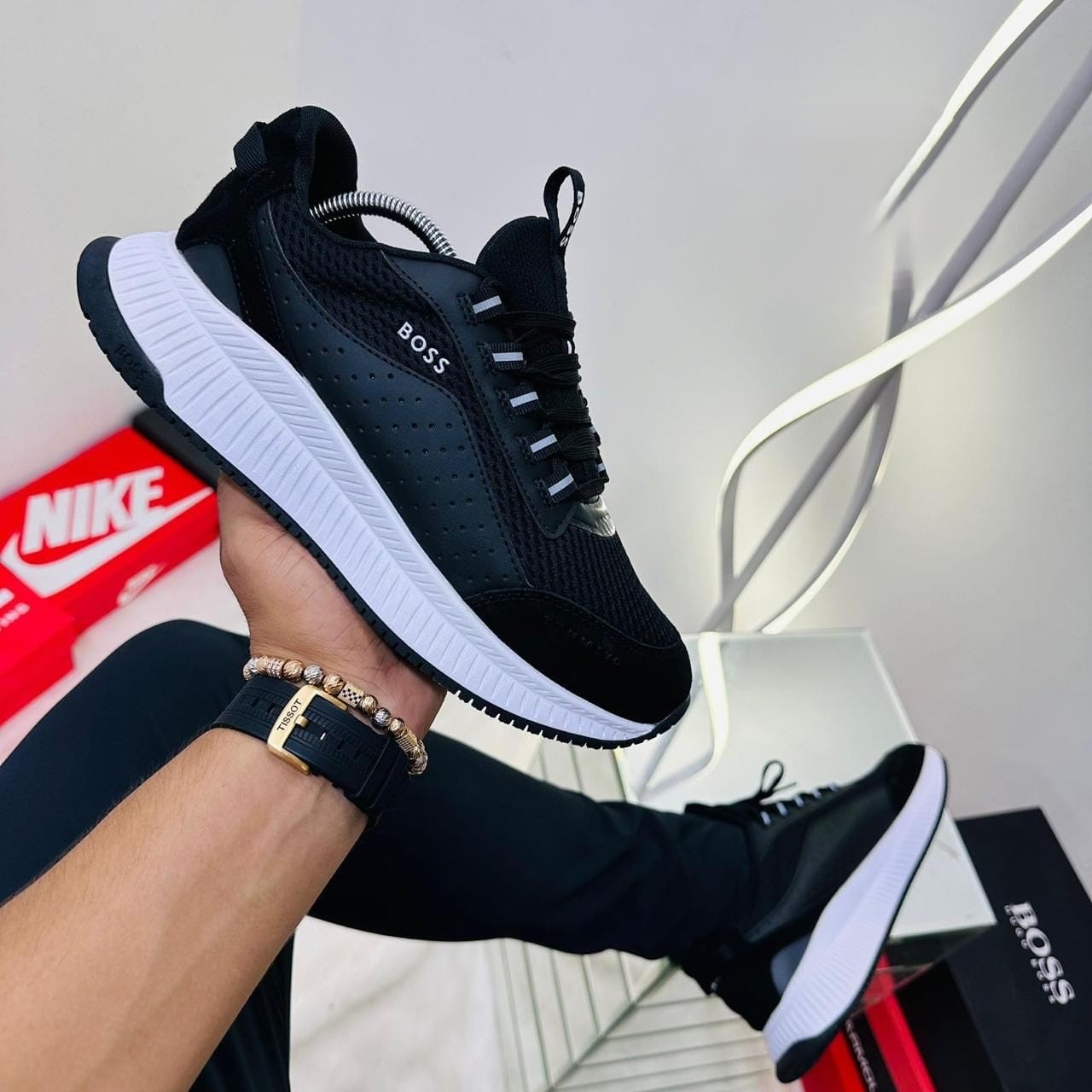 Tenis Hugo Boss Negro Blanco Caballero