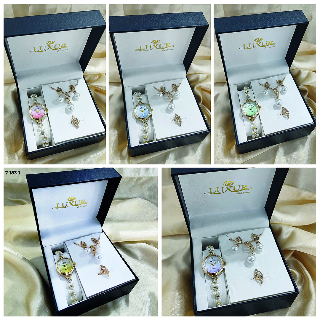 7-183 RELOJ LUXUR DOR + ACCESORIOS + EST