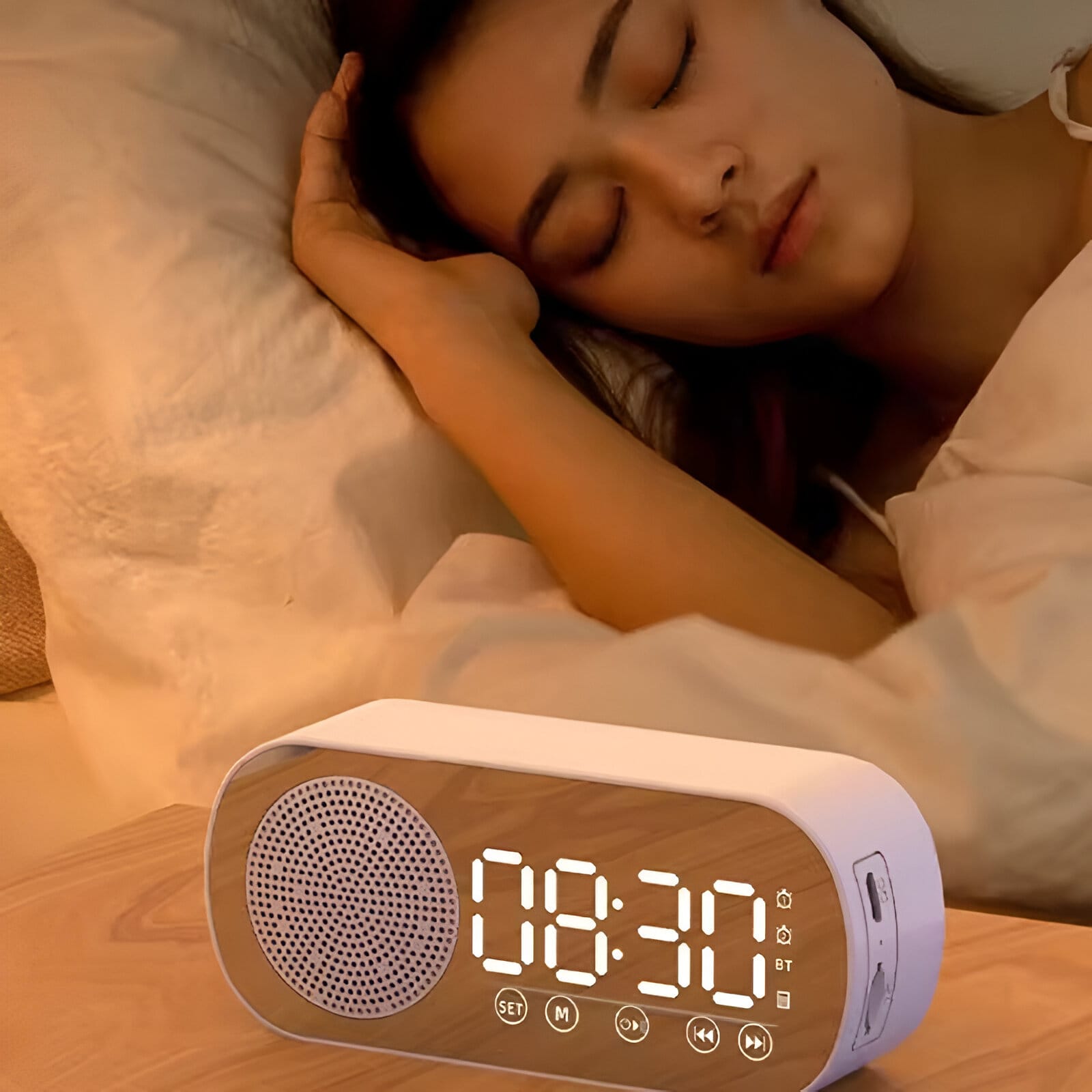 Vista 2 de RADIO RELOJ DESPERTADOR BLUETOOTH - COLOR: ROSADO