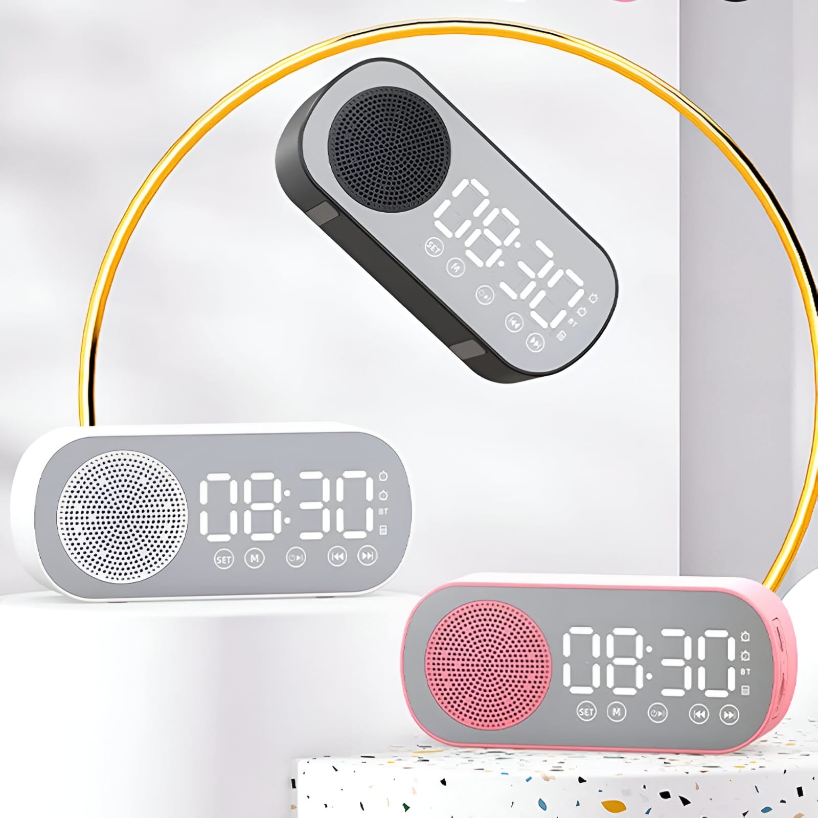 Vista 5 de RADIO RELOJ DESPERTADOR BLUETOOTH - COLOR: ROSADO