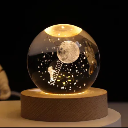 LAMPARA BOLA DE CRISTAL GRANDE  LUNA Y