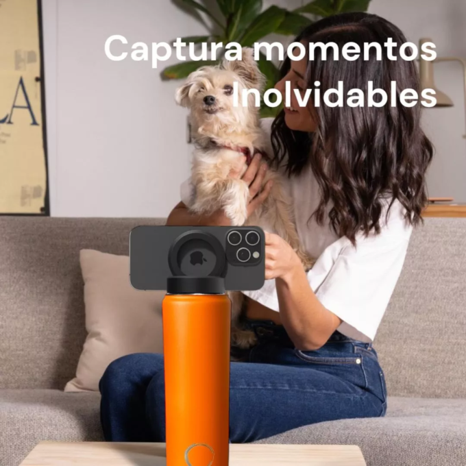 Termo con soporte magnético para celular