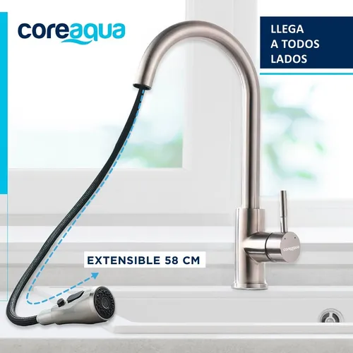 Llave Monomando Lavaplatos Extraible Gri