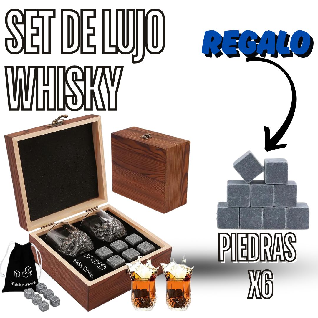 SET DE WHISKY VASOS PIEDRAS + REGALO