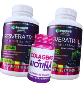 2 RESVERATROL GRATIS COLAGENO+BIOTINA x1
