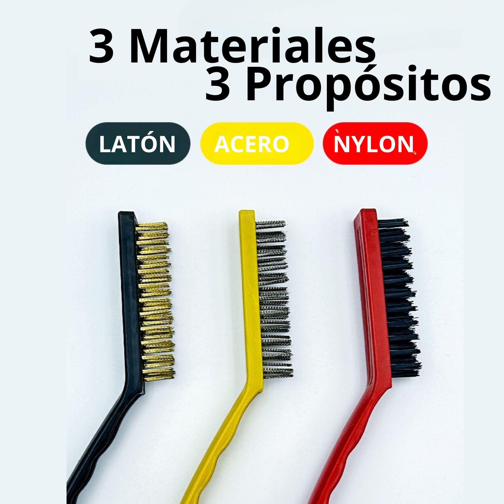 Miniatura 6 de Set de 3 cepillos pequeños duros