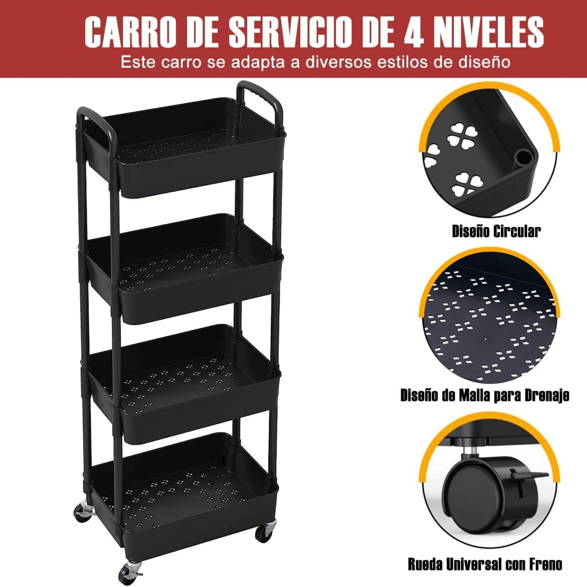 Miniatura 7 de Carro organizador cocina 4 niveles