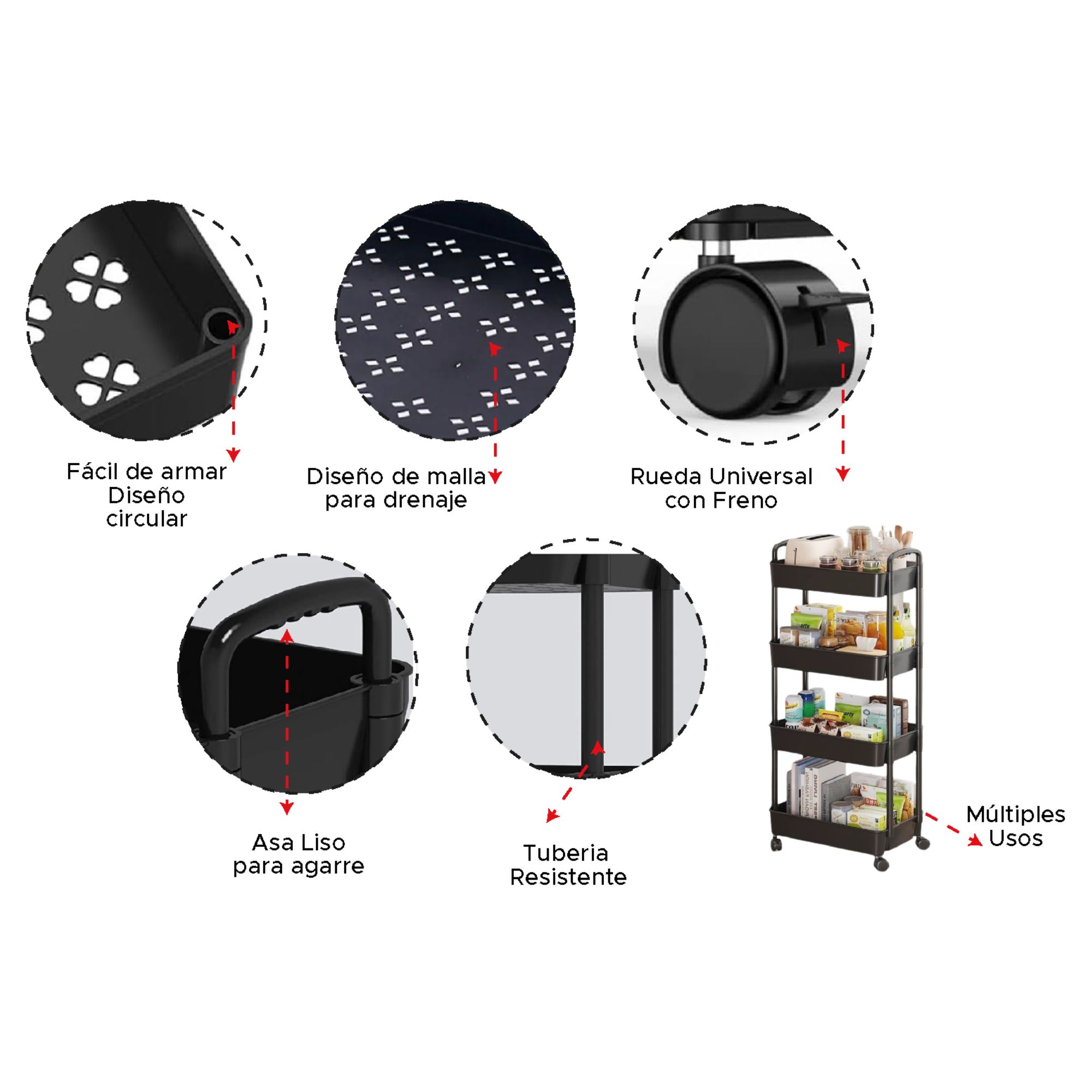 Miniatura 9 de Carro organizador cocina 4 niveles