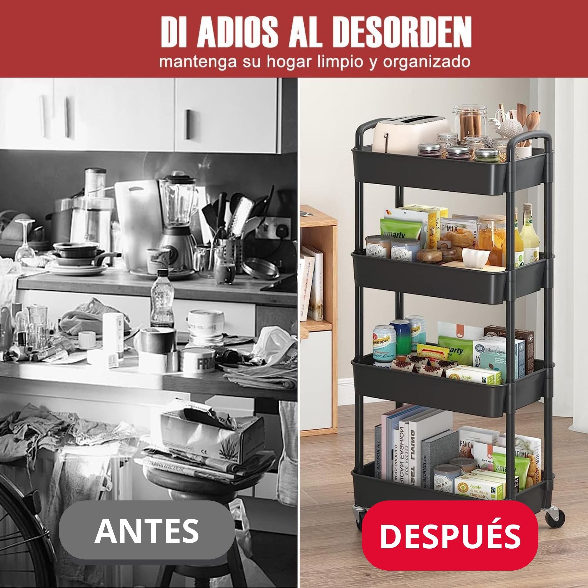 Carro organizador cocina 4 niveles