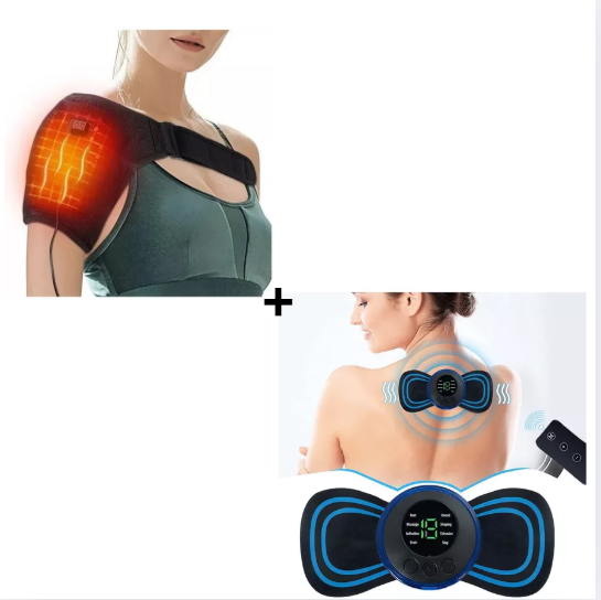 combo calentador hombrera+parche masaje