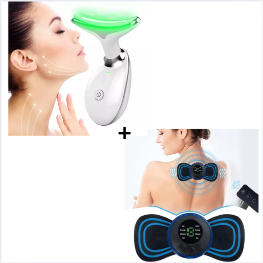 masajeador papada led+mini parche masaje