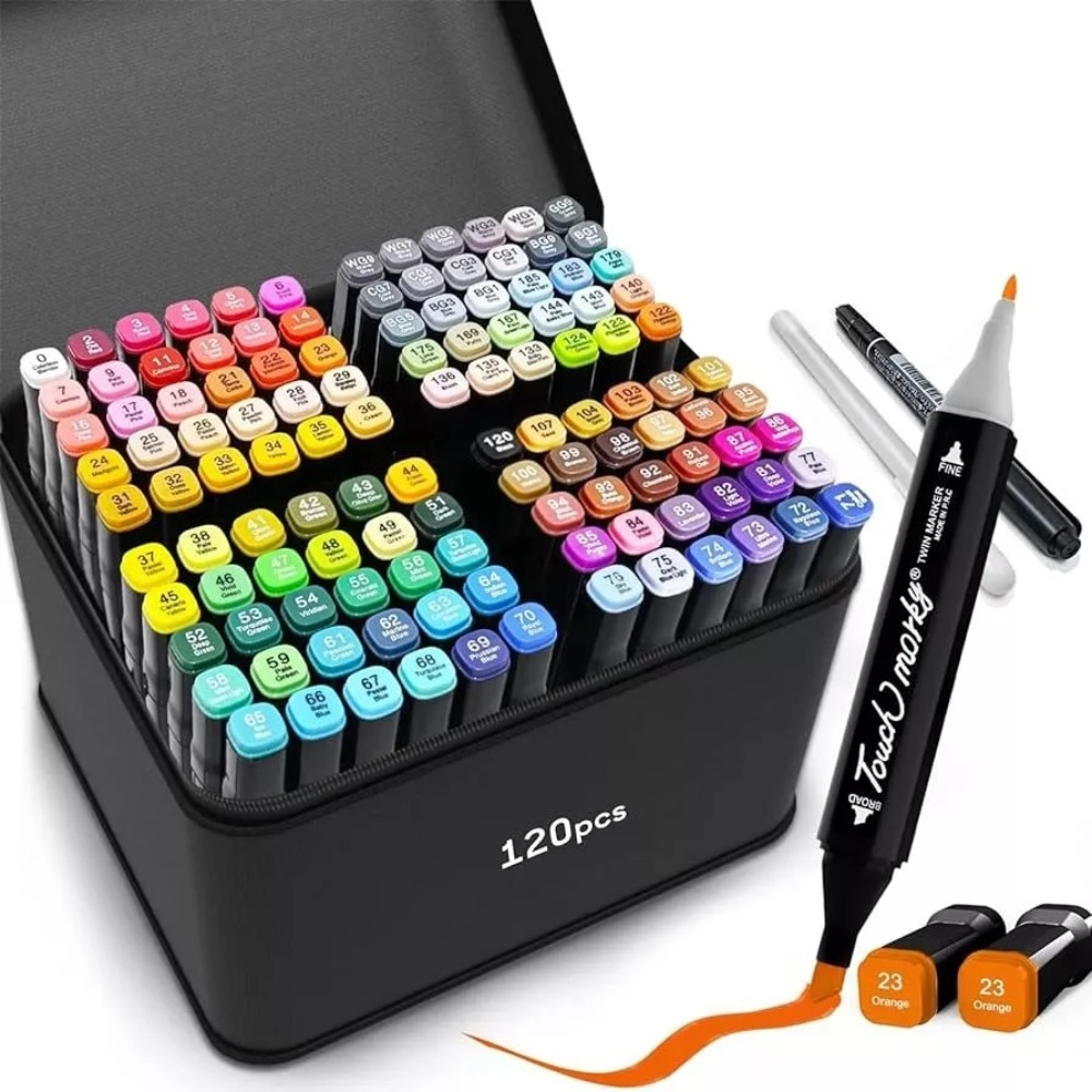 Set Con 120 Plumones Marcadores Doble Pu