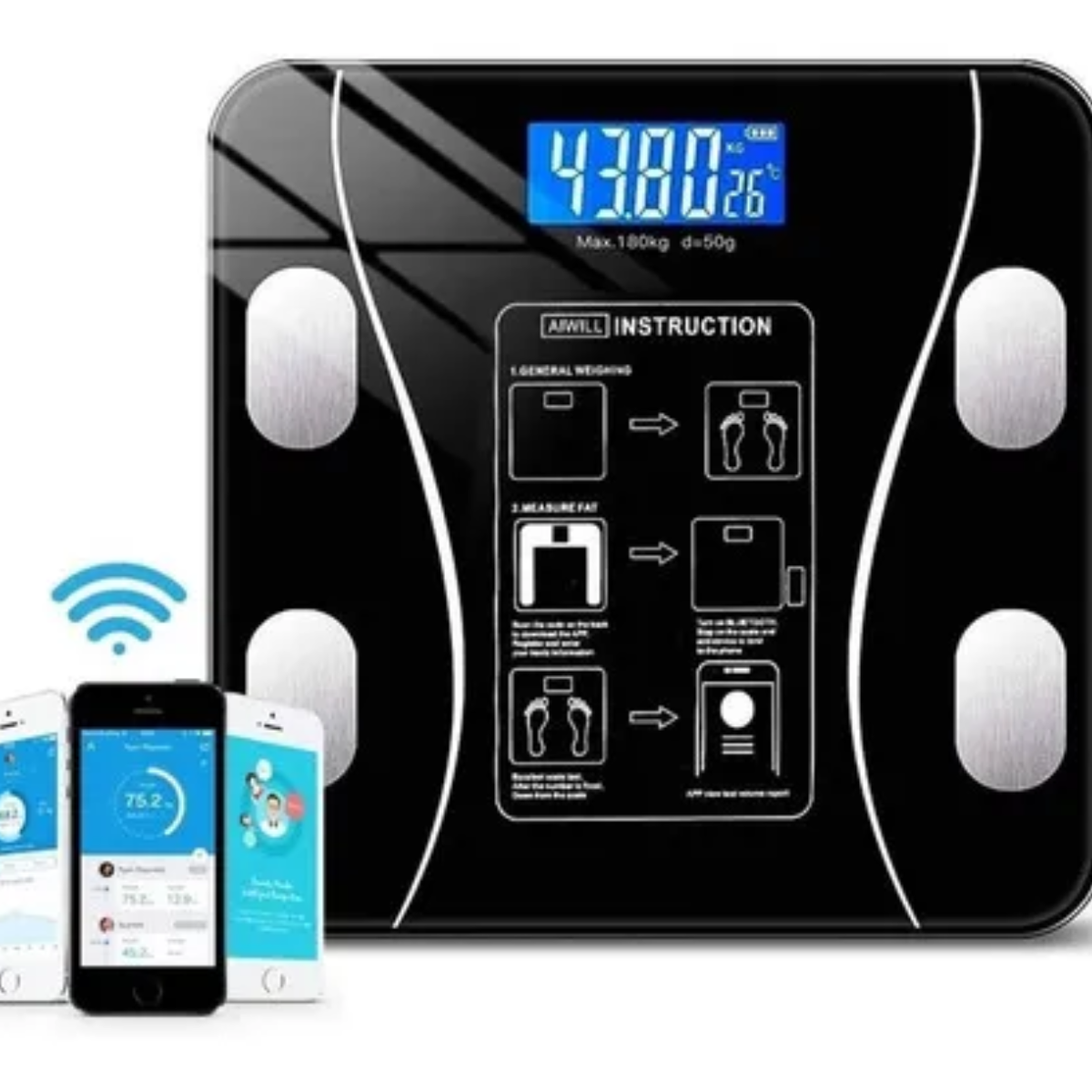 Miniatura 3 de Balanza Pesa Baño 180kg Inteligente