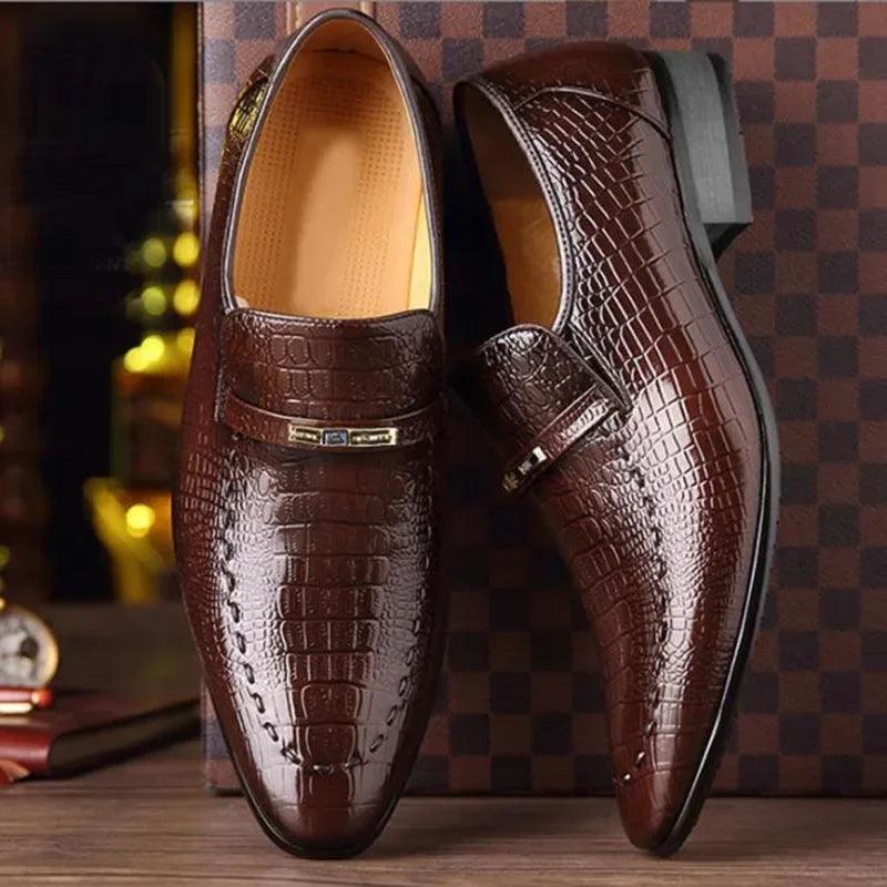 Zapatos Piel Krokodillo Elegante Hombres
