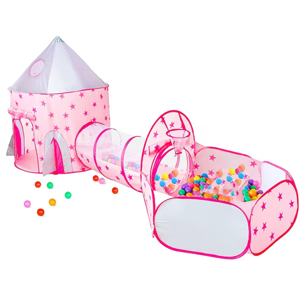 🎉 Carpa Castillo Diversión Niños con Túnel Rosa - ¡Diversión sin límites! 🎈