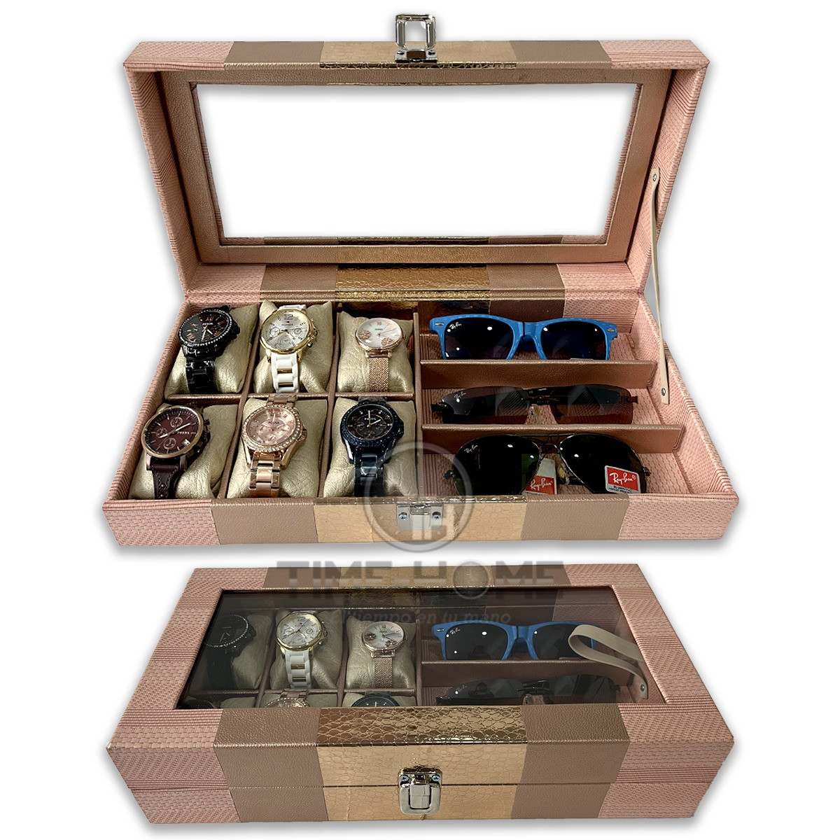 Estuche Organizador De 6 Relojes 3 Gafas