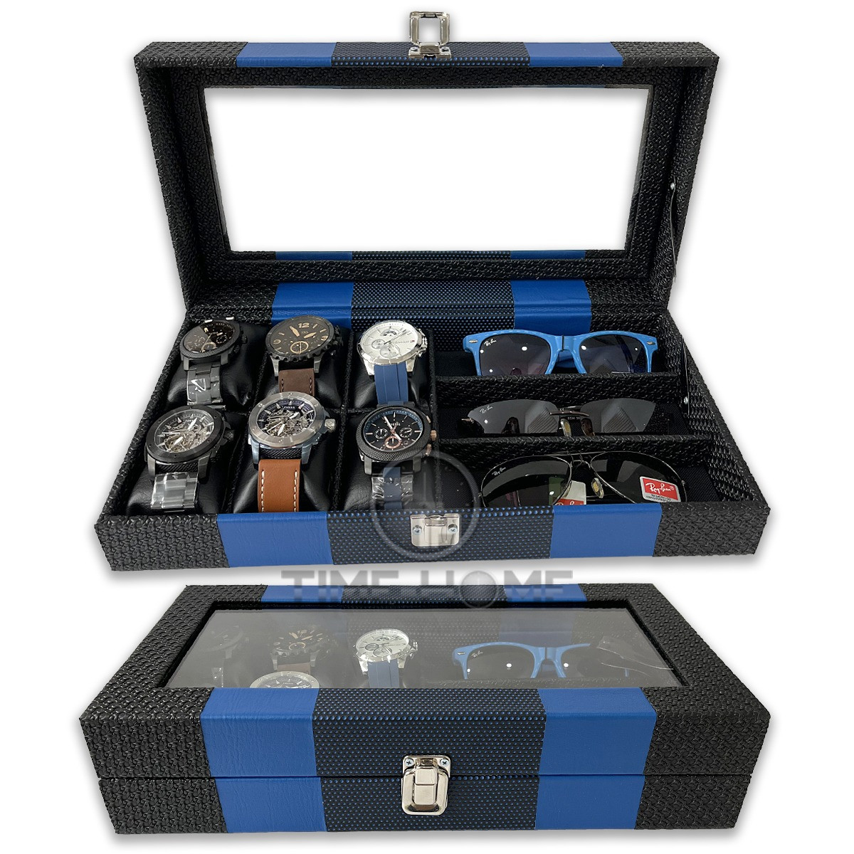 Estuche Organizador De 6 Relojes 3 Gafas
