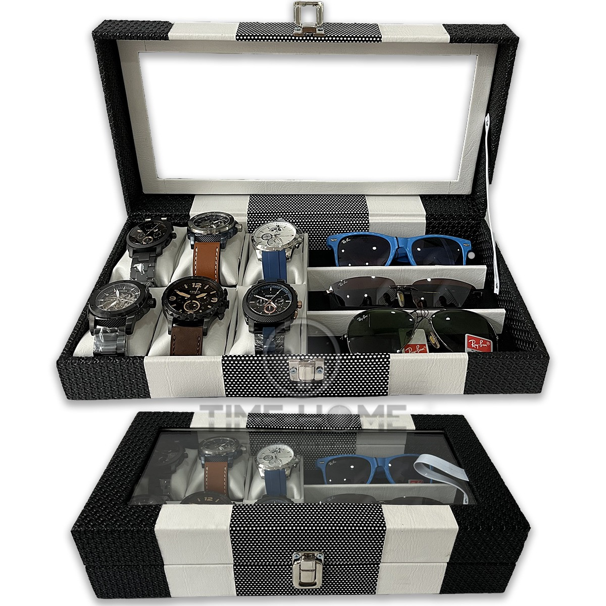 Estuche Organizador De 6 Relojes 3 Gafas