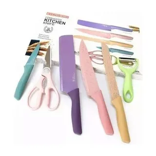 SET DE CUCHILLOS JUEGO X6 PIEZAS COLORES