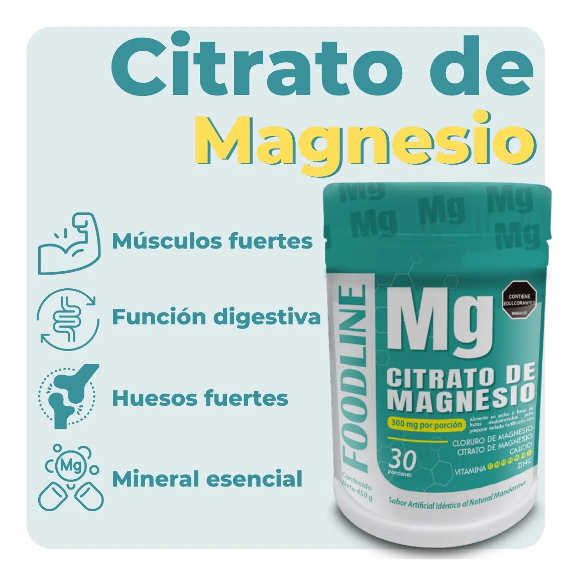 Miniatura 2 de CITRATO DE MAGNESIO POLVOX 450G