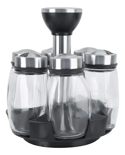 Miniatura 3 de condimentero giratorio 6 frascos vidrio