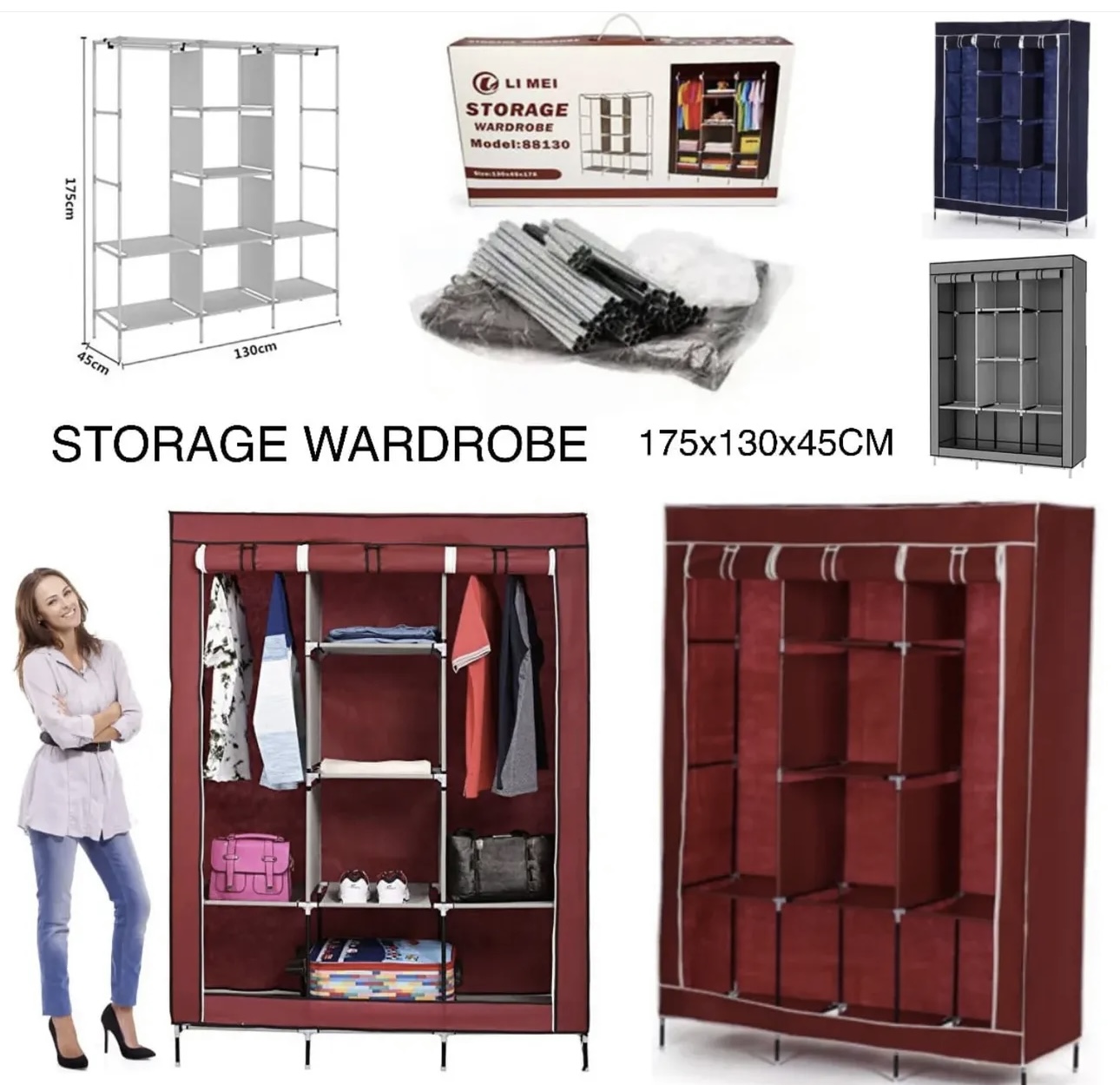 Miniatura 2 de Armario De Ropa portátil 130x45x175