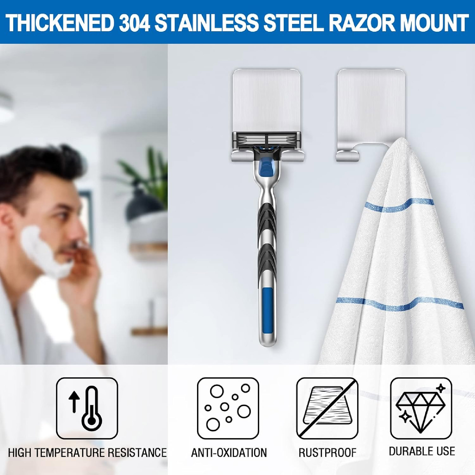 Miniatura 3 de Set X3 Soportes Adhesivo Afeitadora Baño