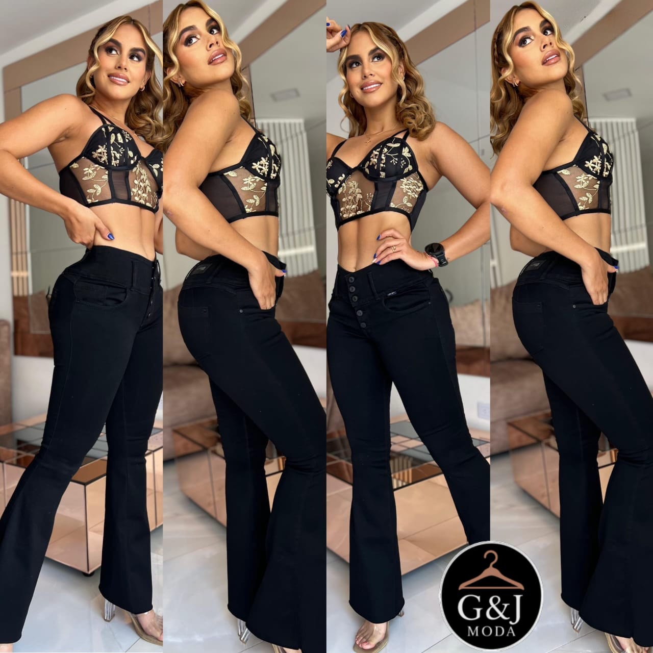 Mom Silueta Ancha Tela Rigida